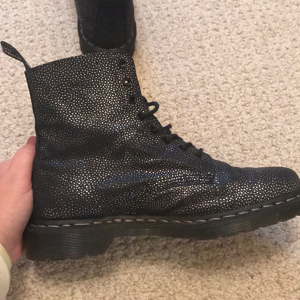 Black and Silver Pebbled Dr. Martens